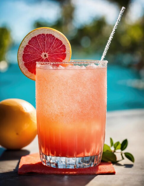 Alcoholische cocktail met grapefruit en ijs Selectieve focus ai generatieve