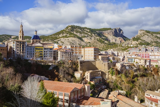 Alcoy, Spain. Industrial city with mountains behind