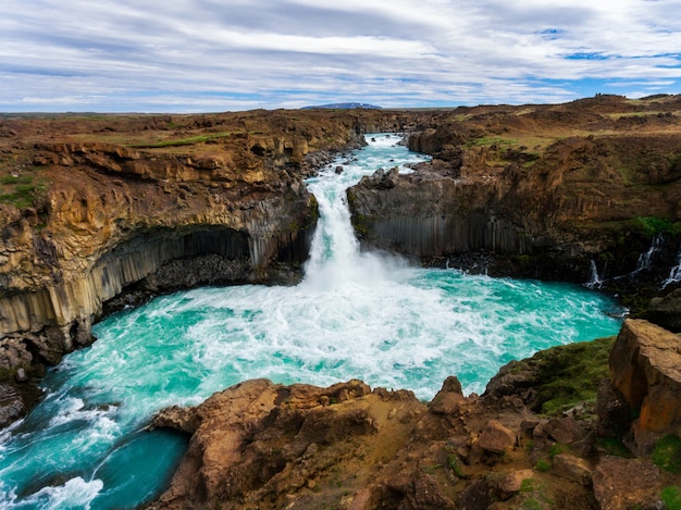 The Aldeyjarfoss Waterfall in North Iceland.