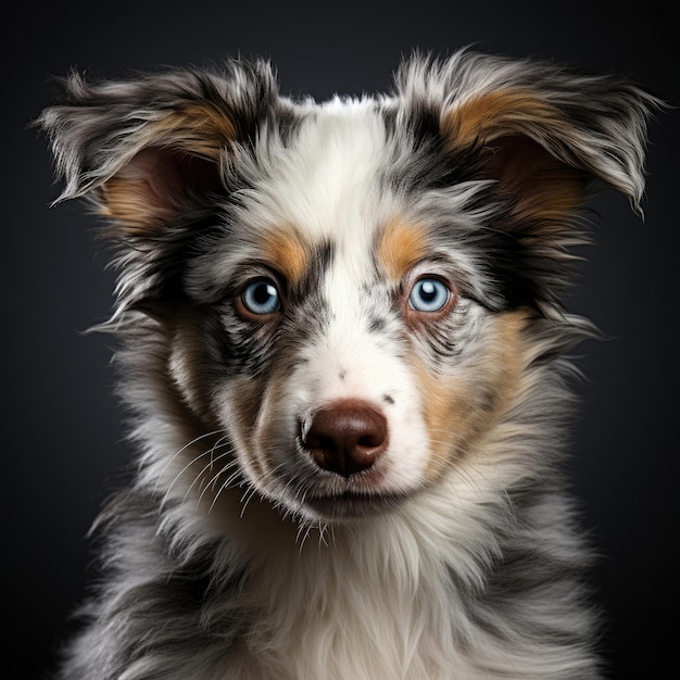 Фото Тревожный щенок бордер-колли блю-мерль