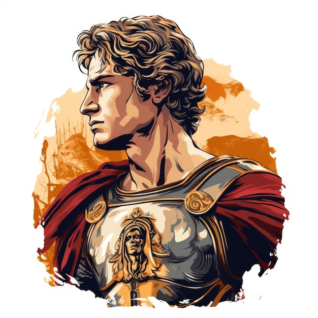 Alexander de Grote Een majestueus vectorportret op een wit canvas