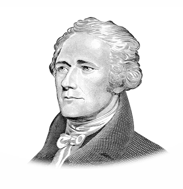 Alexander Hamilton portret geïsoleerd op witte achtergrond