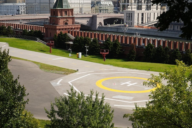 Alexander Park and the Kremlin walls in Moscow Russia beauty od nature in public park near Kremlin Walls