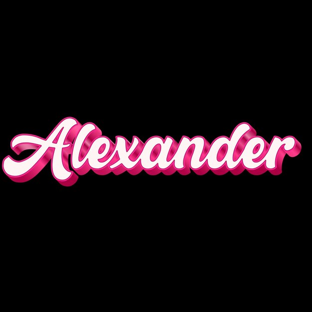 Photo alexander typography 3d design pink black white background photo jpg