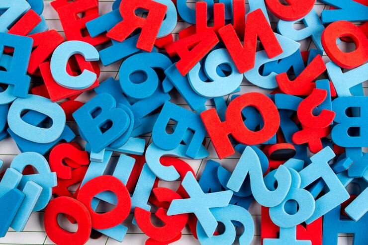 Foto alfabet achtergrond van kleurrijke letters en cijfers
