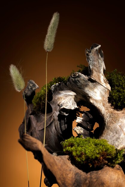 Photo algae and moss in studio still life