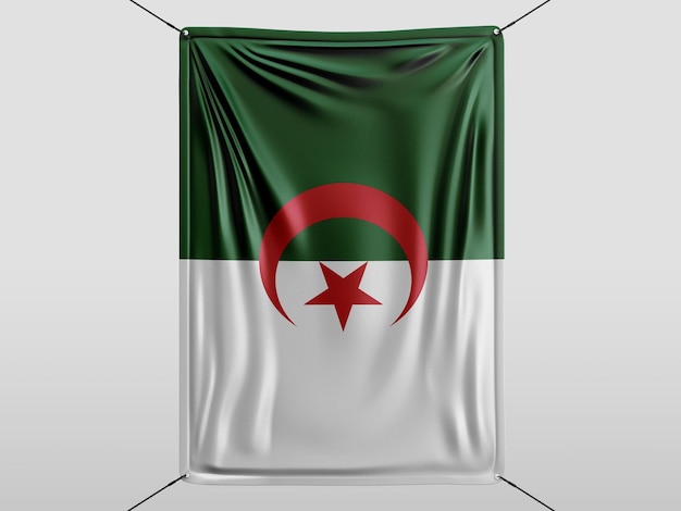 algeria of 3D render flag Isolated and white background