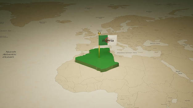 Algeria Independence Day map 3d illustration