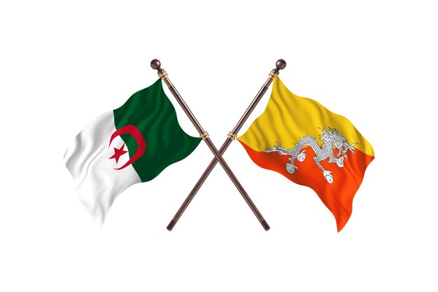 Algeria versus Bhutan Two Flags