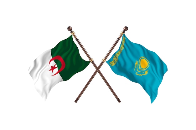 Algeria versus Kazakhstan Two Flags