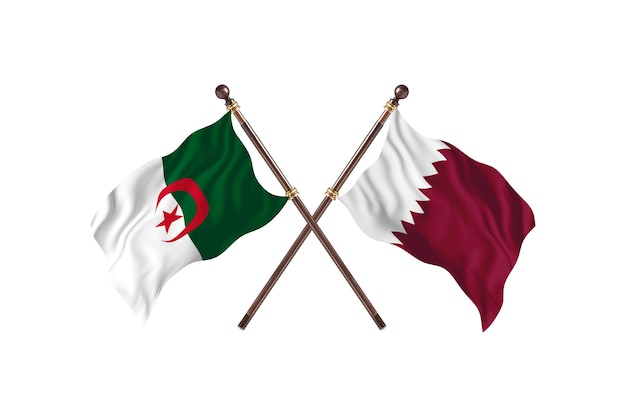 Algeria versus Qatar Two Flags