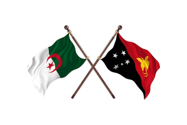 Algerije versus Papoea-Nieuw-Guinea Two Flags