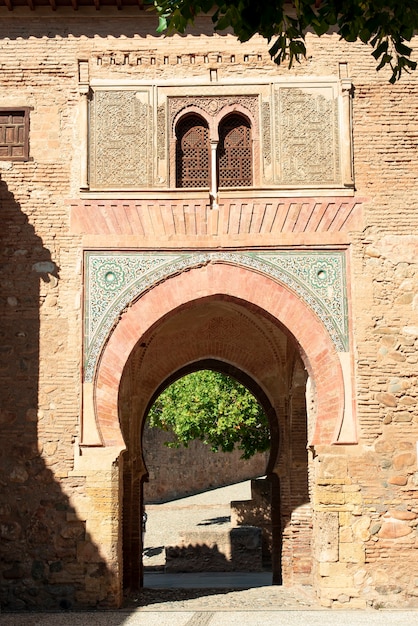 Alhambra arch Puerta del vino in Granada of Spain Wine muslim Door