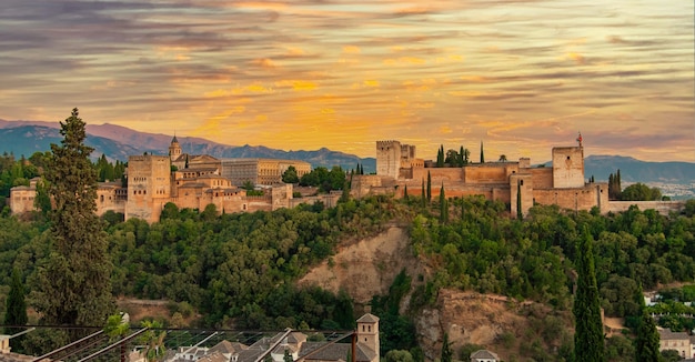 The Alhambra palace and fortress located in Granada, Andalusia, Spain.