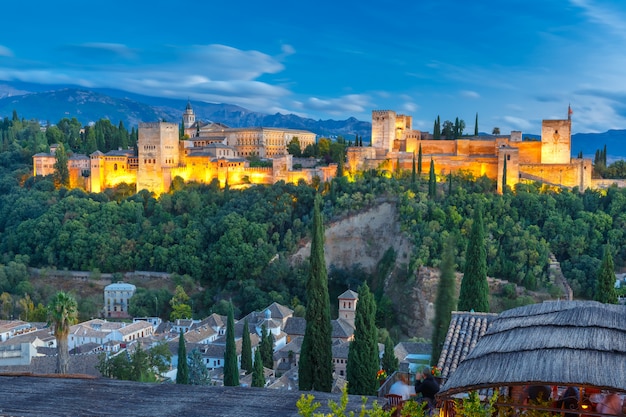 Alhambra at sunset in Granada, Andalusia, Spain