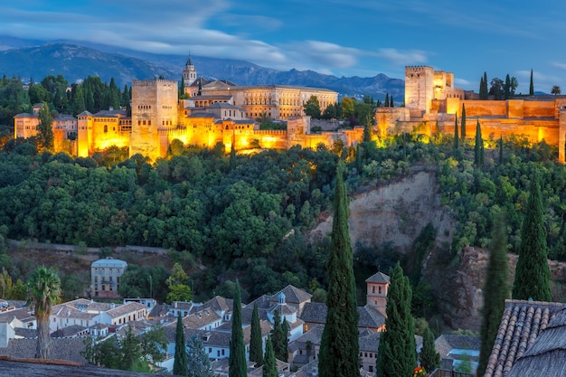 Alhambra at sunset in Granada Andalusia Spain