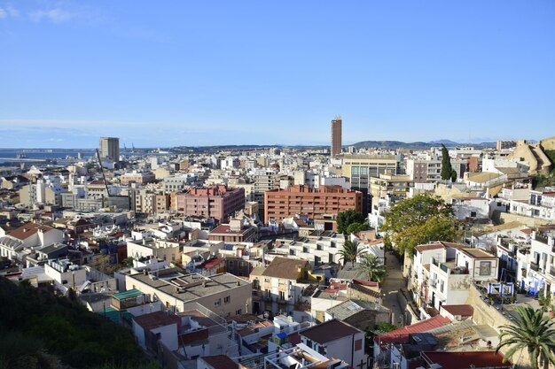 Alicante Spain 10 november 2019 Panoramic view of Alicante from Santa Barbara Castle