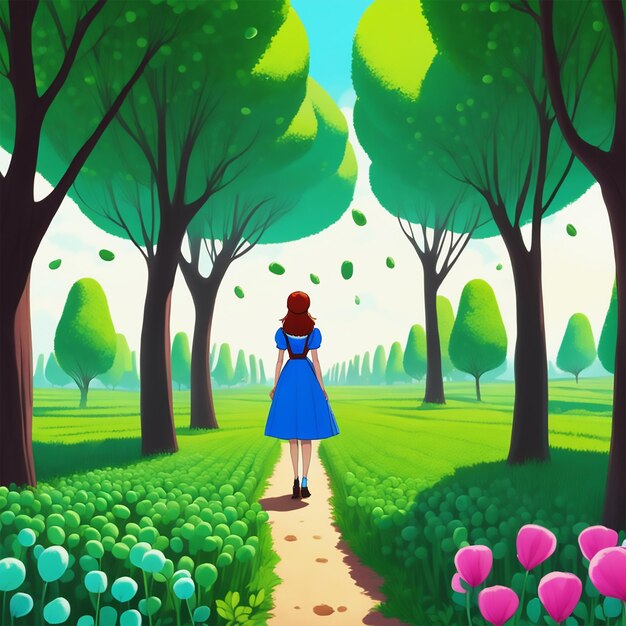alice looked around and realized that she was no longer in the green field she was in a magical