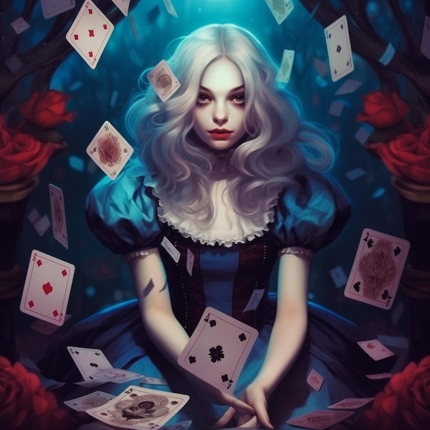 Photo alice in wonderland character illustrated