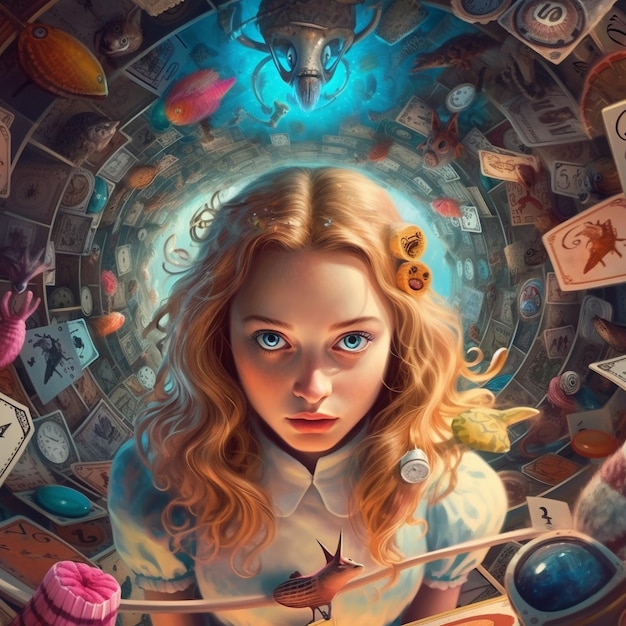 Photo alice in wonderland character illustrated