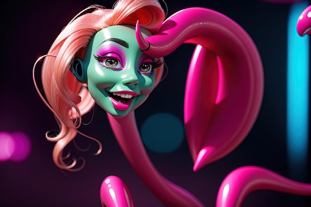 An alien barbie style doll illustration generative ai