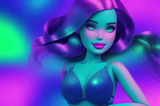 An alien barbie style doll illustration generative ai