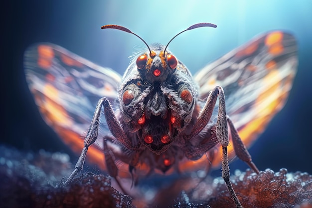 Alien butterfly from outer space looking at the camera Cute alien insect macro image Generative AI