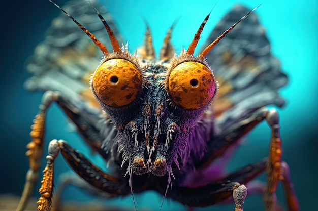 Foto farfalla aliena dallo spazio guardando la telecamera immagine macro di insetti alieni carini ia generativa