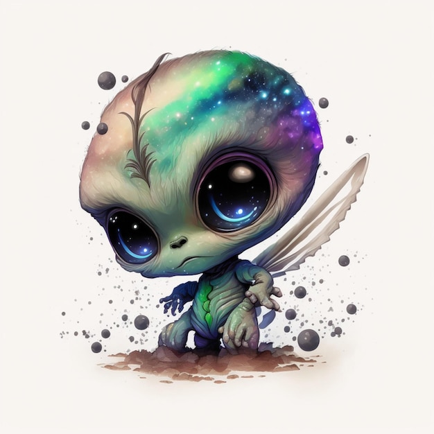 Alien Chibi Abstract Galaxy Aquarel Hyperrealistisch 6