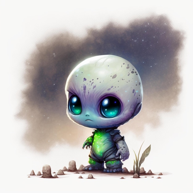 Alien Chibi Abstract Galaxy aquarel hyperrealistisch