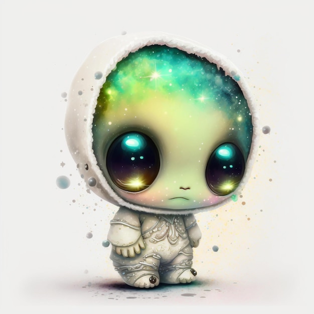 Alien Chibi Abstract Galaxy Watercolor Hyperrealistic 21