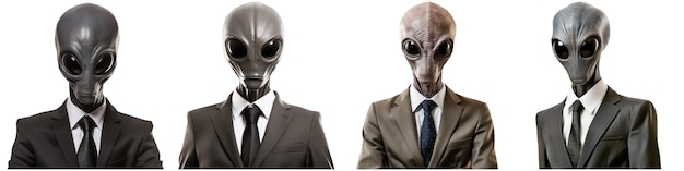 Alien in costume on white background