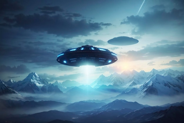 Alien Craft Over Mountains