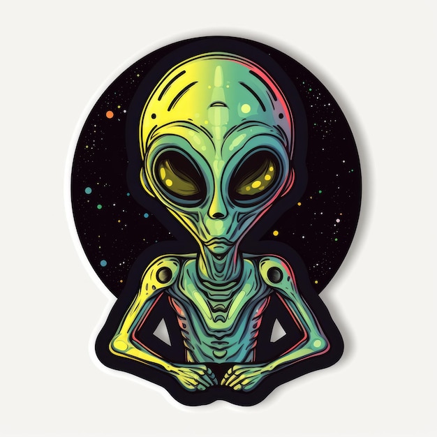 Alien Diecut Sticker Style Vector Image