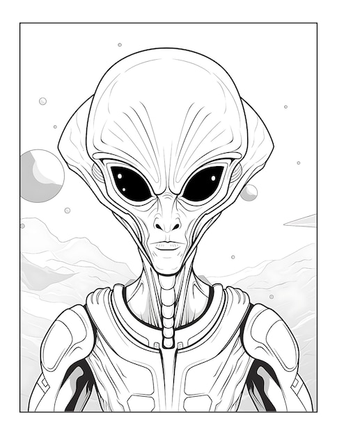 Photo alien drawing coloring pages for kdp