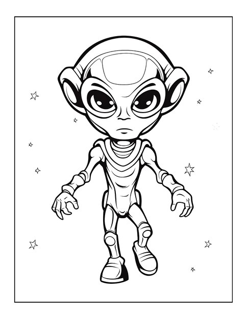 Photo alien drawing coloring pages for kdp