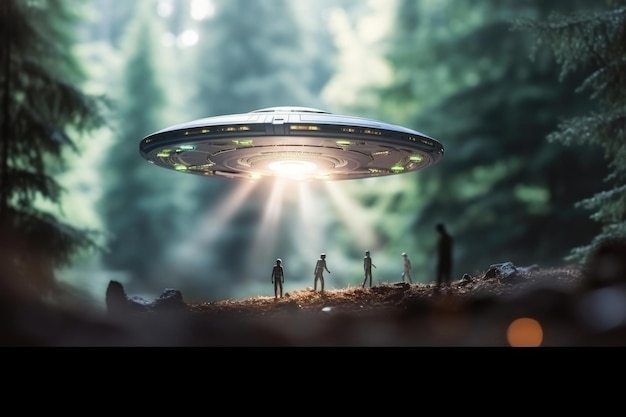 외계인 만남 흐릿한 인물 UFO 착륙