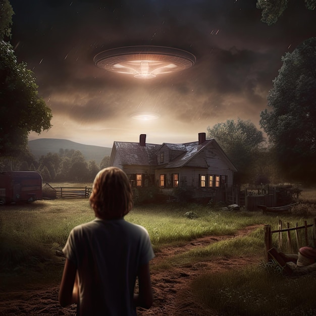 Alien encounter at a rural farmhouse