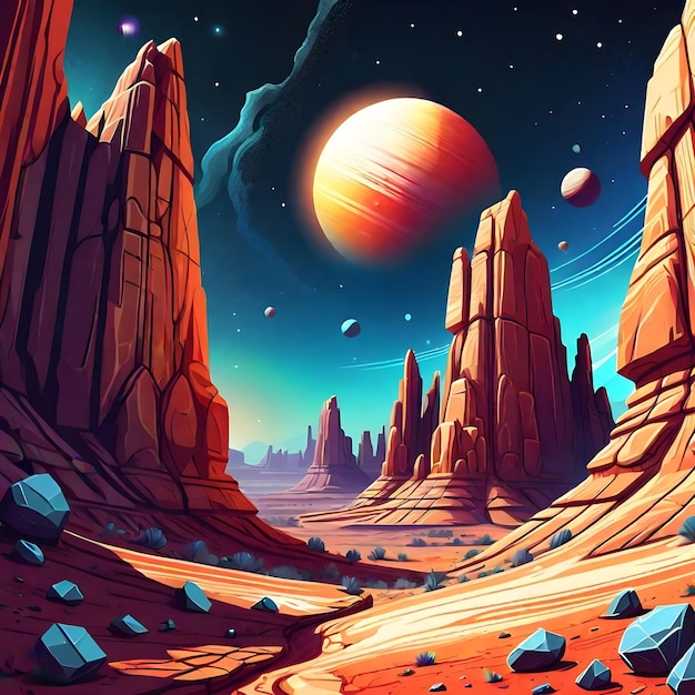 Photo alien exoplanet landscape vector art