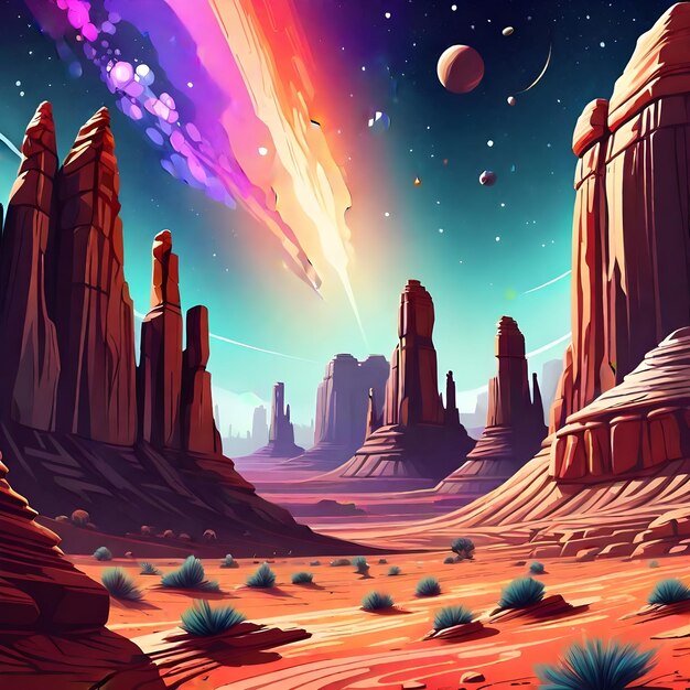 Photo alien exoplanet landscape vector art