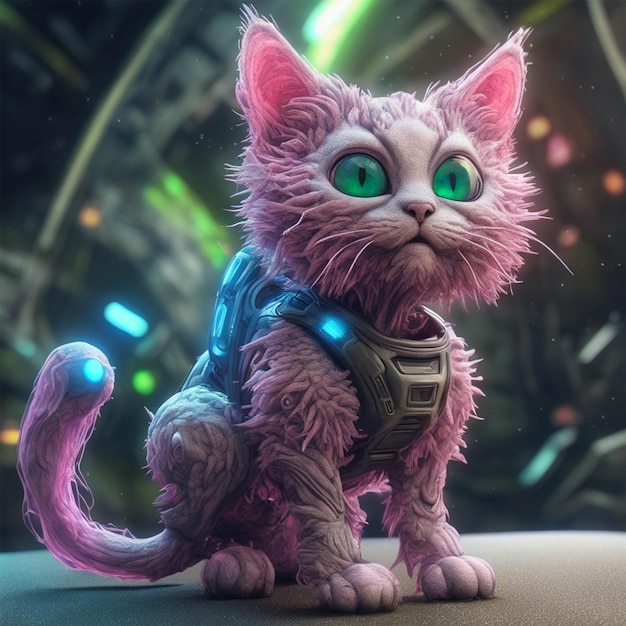 Alien Fluffy Kitty Terraforming Alien Flora Научная фантастика Разрешение 8k Максимальное качество Идеальное