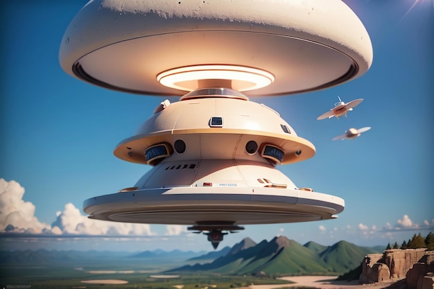 Alien flying saucer UFO spaceship UFO advanced civilization aircraft wallpaper background