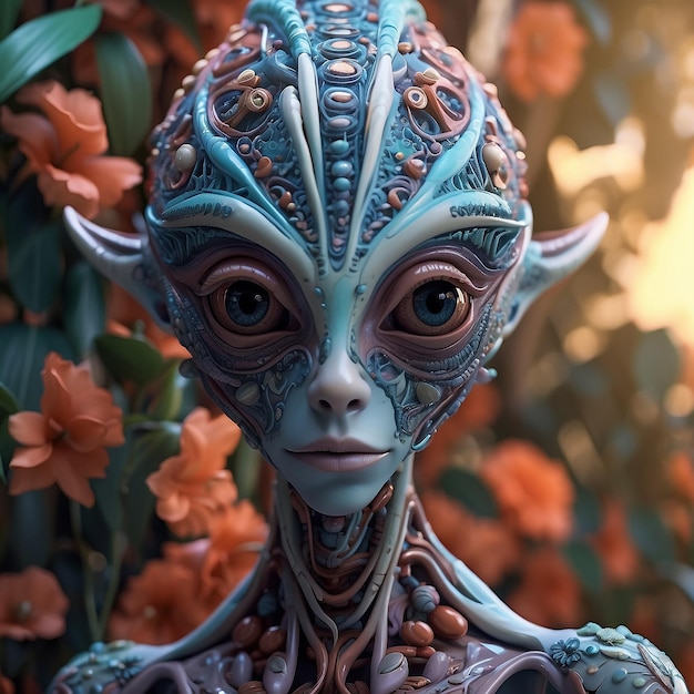 An alien found on a earth in a forest