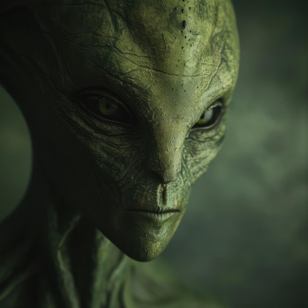 Alien green visitor Fiction AI generative
