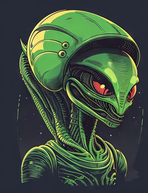 Alien illustration for tshirt print