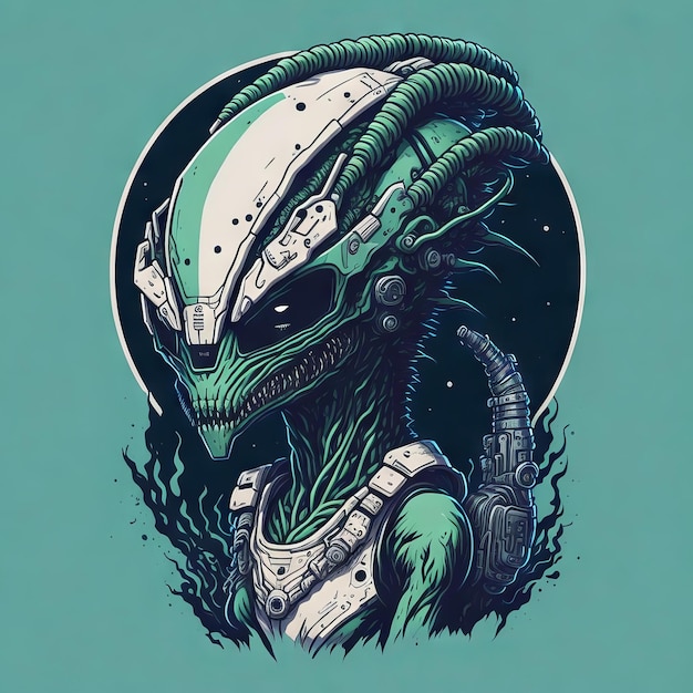 Alien illustration for tshirt print