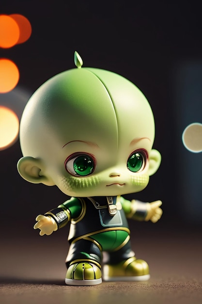 Alien kid karakter afbeelding modellering cartoon anime karakter wallpaper achtergrond 3D-modellering