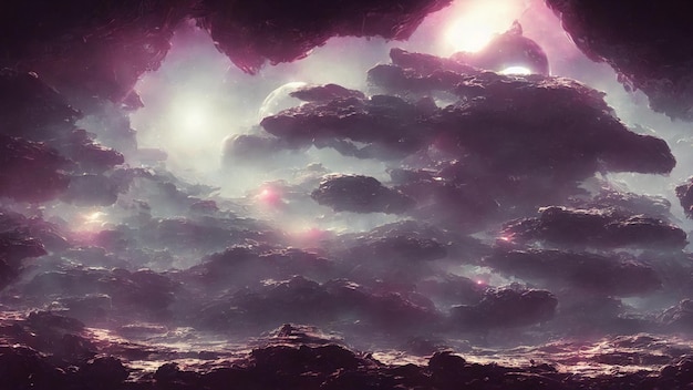 외계인 풍경 다른 행성 3d 렌더링 표면의 파노라마