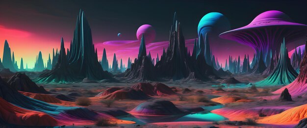 Alien Landscape Psychedelic Color Darkness