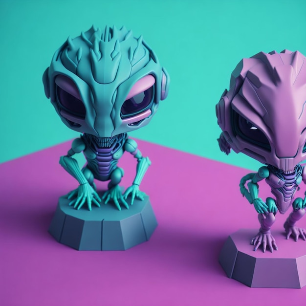 Alien mascot toy model created with artificial intelligence